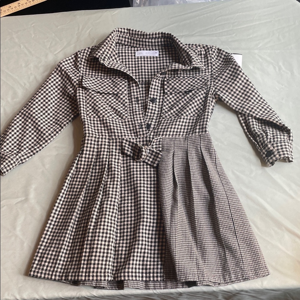 Zara Black and White Checkered Kids Dress